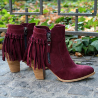 Ботильоны с бахромой из бордовой замши Арт. 805-3/24ст
