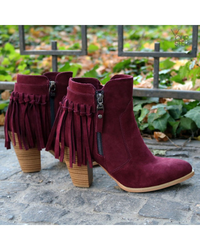 Ботильоны с бахромой из бордовой замши Арт. 805-3/24ст