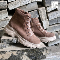 Ботинки со шнуровкой из замши цвета капучино  Арт. As-4/247