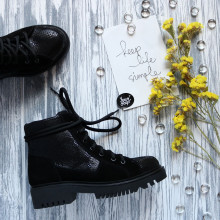 Ботинки со шнуровкой из замши и нубука черного цвета  Арт. 51-3/21855