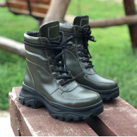 Черевики зі шкіри кольору хакі Арт. As-2/247