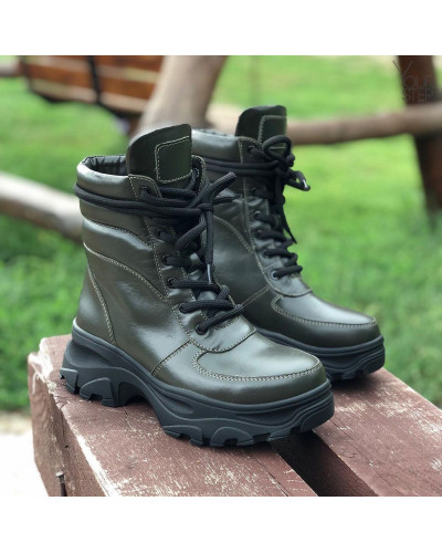 Черевики зі шкіри кольору хакі Арт. As-2/247