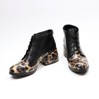 Ботильоны из кожи с принтом под леопард  Арт. 605-8/w324Ок
