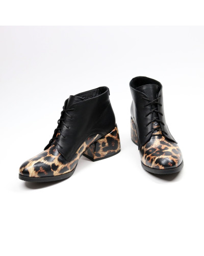 Ботильоны из кожи с принтом под леопард  Арт. 605-8/w324Ок