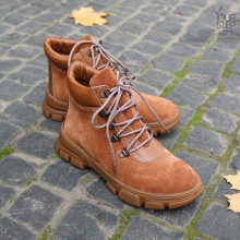Ботинки со шнуровкой из рыжей замши и кожи Арт. As-3/15