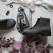 Ботинки со шнуровкой из нубука серого цвета Арт. 51-3/21855