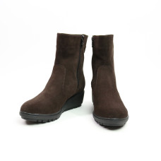 Ботинки на танкетке из натуральной замши цвета шоколад Арт. 30-4(Ir3)