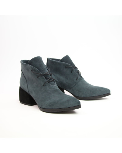 Ботильоны из замши темно-серого цвета на обтяжном каблуке  Арт. 657-10/w324Ок