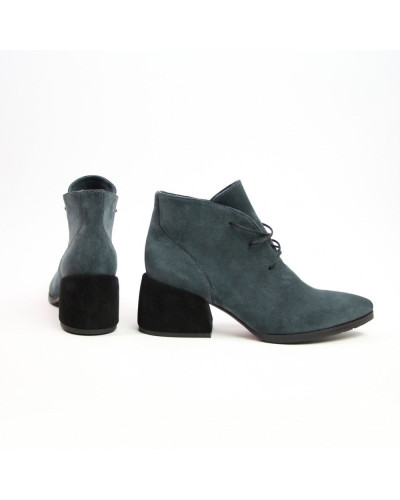 Ботильоны из замши темно-серого цвета на обтяжном каблуке  Арт. 657-10/w324Ок
