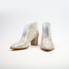 Ботильоны с глубоким вырезом из нубука под питон   Арт. 657-7/41Ок-str