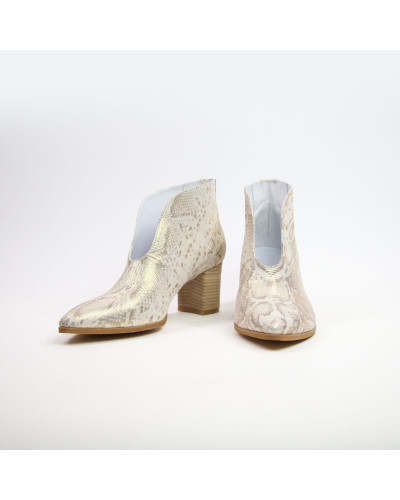 Ботильоны с глубоким вырезом из нубука под питон   Арт. 657-7/41Ок-str