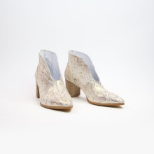 Ботильоны с глубоким вырезом из нубука под питон   Арт. 657-7/41Ок-str