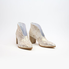 Ботильоны с глубоким вырезом из нубука под питон   Арт. 657-7/41Ок-str