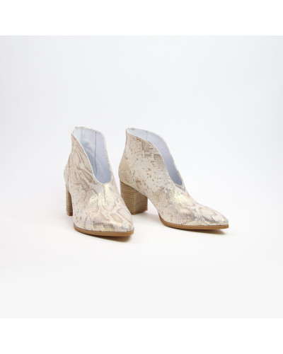 Ботильоны с глубоким вырезом из нубука под питон   Арт. 657-7/41Ок-str