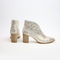 Ботильоны с глубоким вырезом из нубука под питон   Арт. 657-7/41Ок-str