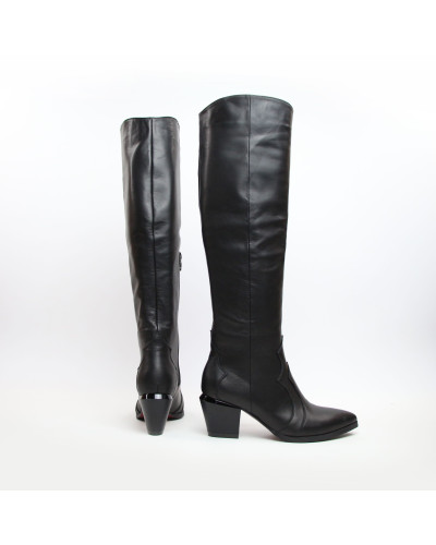 Класичні чоботи із чорної шкіри Арт. 657-12/57