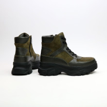 Ботинки со шнуровкой из замши и кожи цвета хаки  Арт. As-5/247