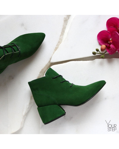 Ботильоны из замши зеленого цвета Арт. 657-10/w324Ок