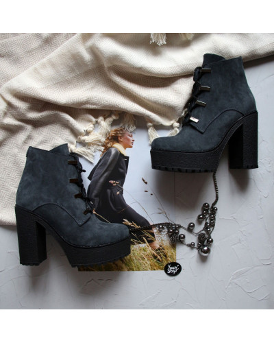 Ботинки темно-серого цвета из замши  Арт. 18-10Al4-0010