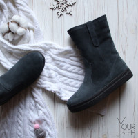 Полусапоги из замши темно-серого цвета Арт. 12-2Ls