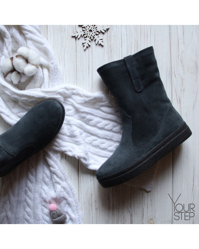 Полусапоги из замши темно-серого цвета Арт. 12-2Ls