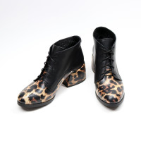 Ботильоны из кожи с принтом под леопард  Арт. 605-8/w324Ок