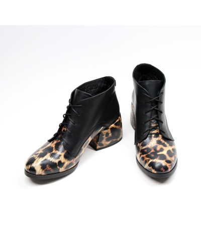 Ботильоны из кожи с принтом под леопард  Арт. 605-8/w324Ок