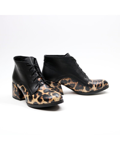 Ботильоны из кожи с принтом под леопард  Арт. 605-8/w324Ок