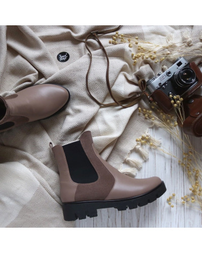 Челсі з бежевої шкіри та замші Арт. 12-1(S2)