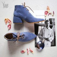 Ботильоны из замши цвета джинс Арт. 657-10/w324Ок