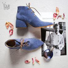 Ботильоны из замши цвета джинс Арт. 657-10/w324Ок