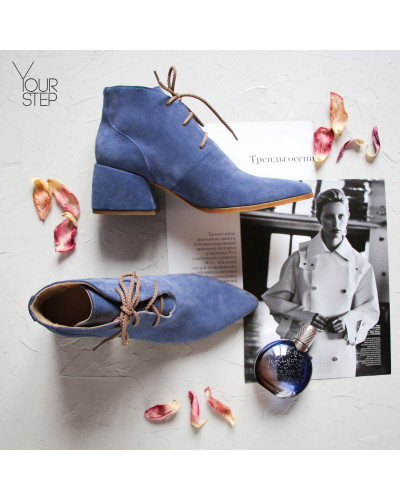 Ботильоны из замши цвета джинс Арт. 657-10/w324Ок