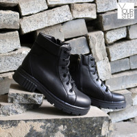 Ботинки со шнуровкой из кожи черного цвета Арт. As-4/17