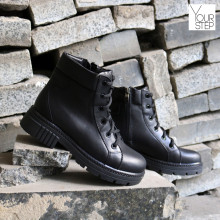 Ботинки со шнуровкой из кожи черного цвета Арт. As-4/17