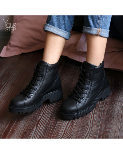 Ботинки со шнуровкой из черной кожи Арт. 51-3/21855