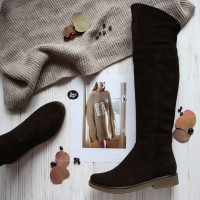 Ботфорти із замші кольору шоколад 12-31(Sn4)