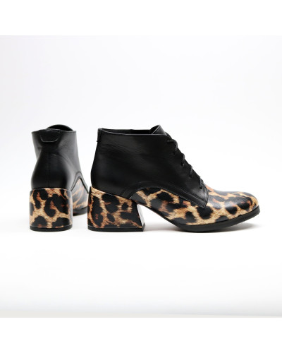Ботильоны из кожи с принтом под леопард  Арт. 605-8/w324Ок