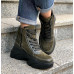 Ботинки со шнуровкой из замши и кожи цвета хаки  Арт. As-5/21968