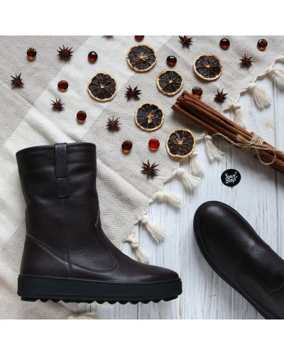 Полусапоги из кожи флотар цвета какао Арт. 12-2(Ls6)