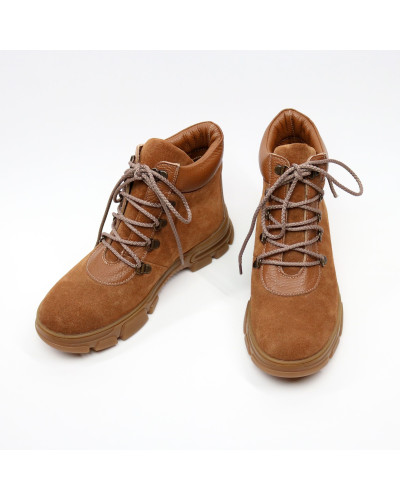 Ботинки со шнуровкой из рыжей замши и кожи Арт. As-3/15