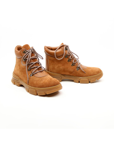 Ботинки со шнуровкой из рыжей замши и кожи Арт. As-3/15