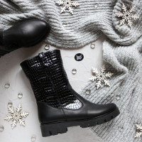 Полусапоги черного цвета на тракторной подошве Арт. 12-2(S2)