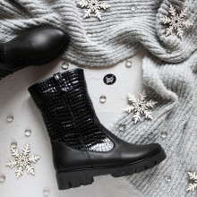 Полусапоги черного цвета на тракторной подошве Арт. 12-2(S2)