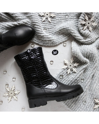 Полусапоги черного цвета на тракторной подошве Арт. 12-2(S2)