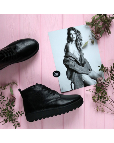 Черевики із чорної шкіри Арт.12-20(Ls6)