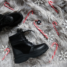 Ботинки со шнуровкой из черной кожи и замши Арт. As-2P/247