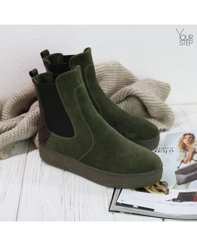 Челсі із замші кольору хакі Арт. 12-1Ls