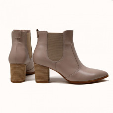 Напівчоботи з бежевої шкіри на підборах Арт. 657-9/41Ok-str