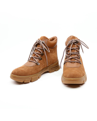 Ботинки со шнуровкой из рыжей замши и кожи Арт. As-3/15
