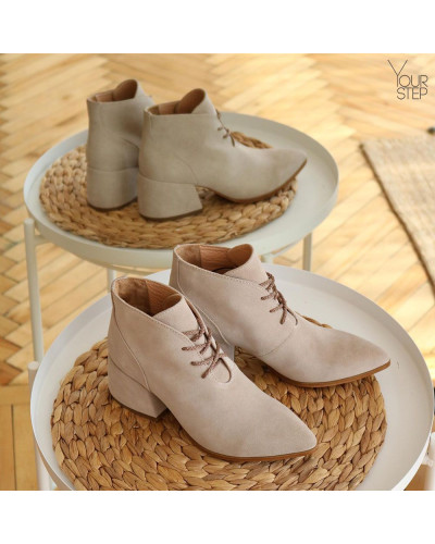 Ботильоны из замши бежевого цвета Арт. 657-10/w324Ок